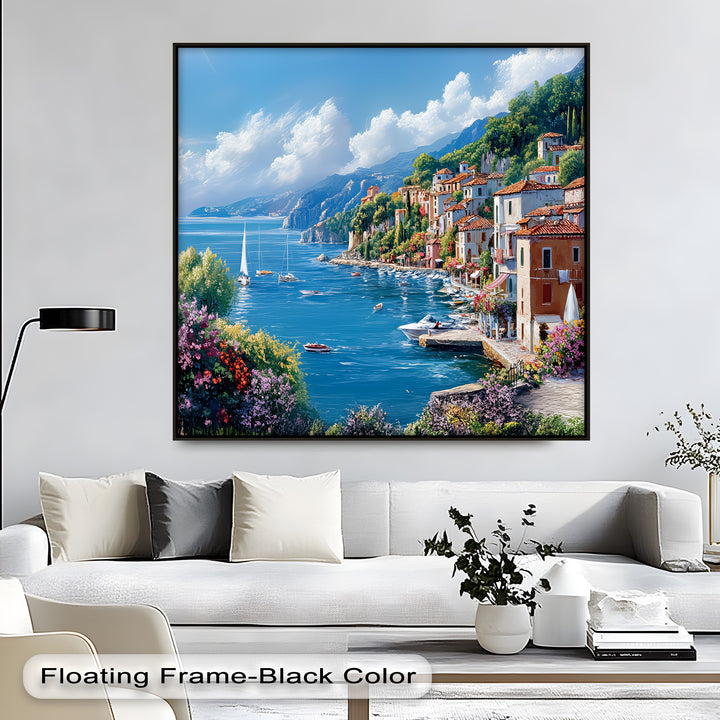 Harbor Serenity – Mediterranean Seaside Village Canvas Print