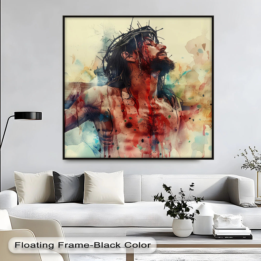 Sacrifice and Glory – Jesus Crucifixion Abstract Canvas Print