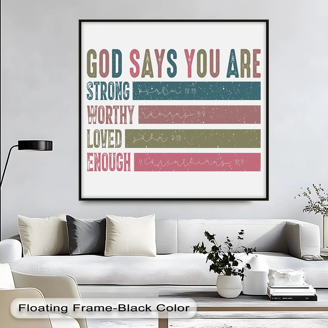 Uplifting faith design – strong, worthy, loved

