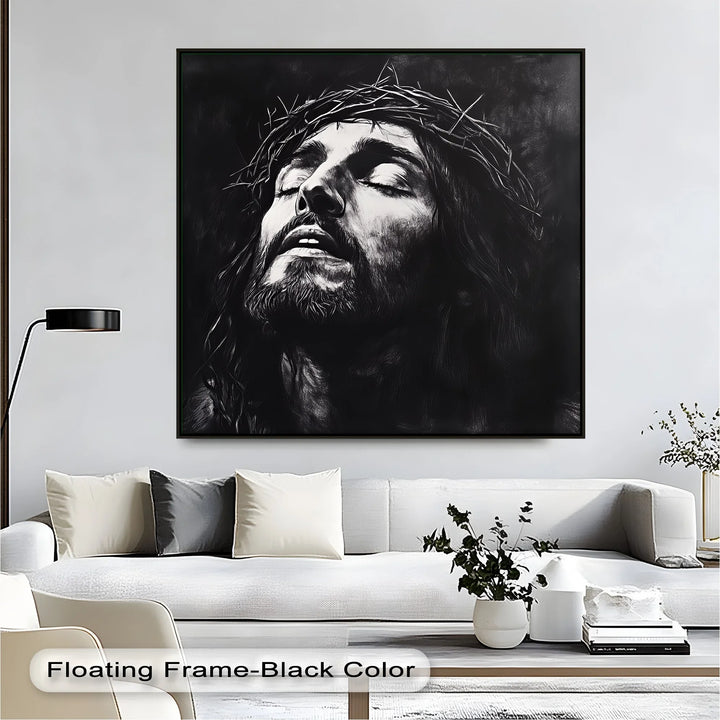 Crown of Suffering – Jesus in Agony Black and White Canvas Print - MyPhotoStation
