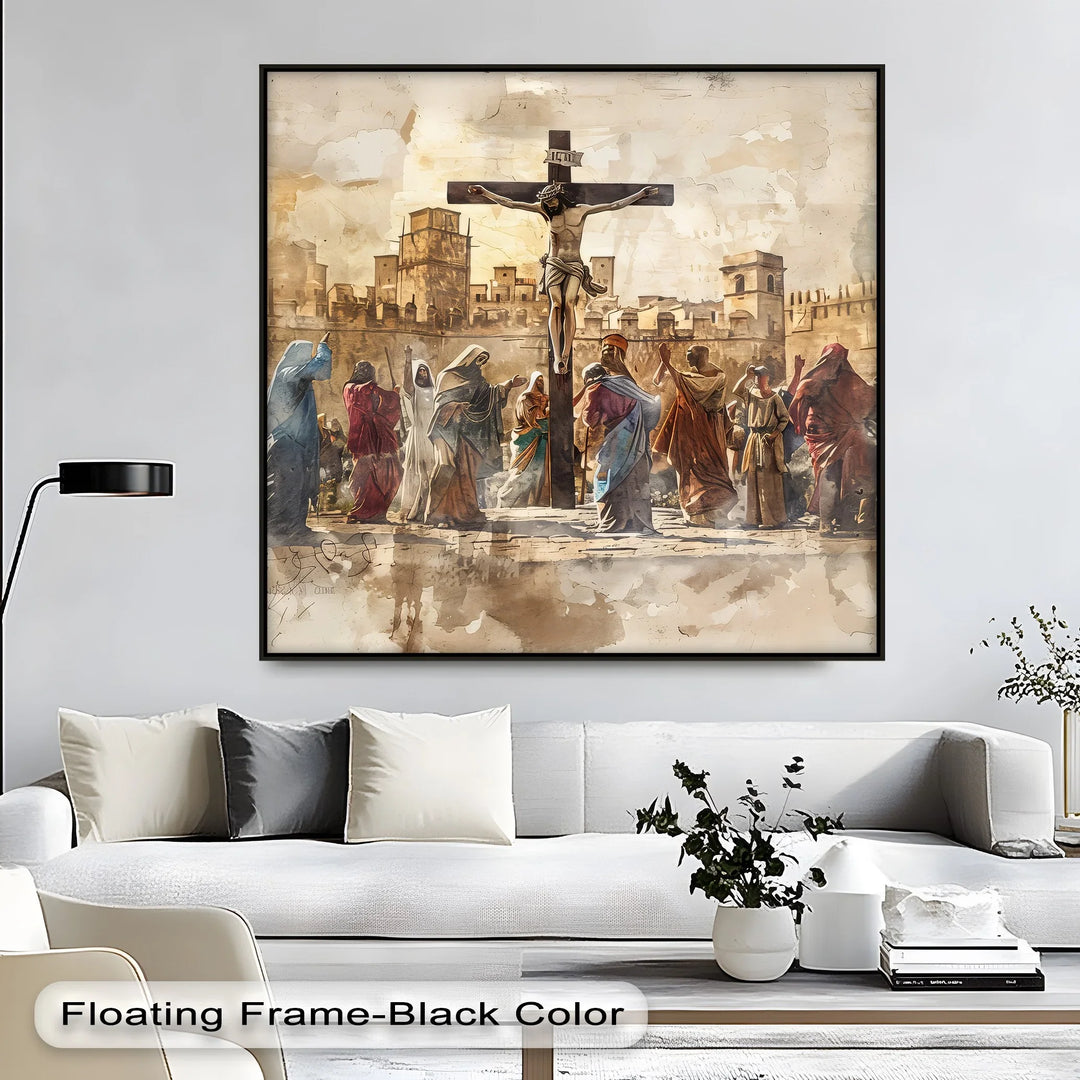 Witness to the Cross – Jesus Crucifixion Scene Canvas Print