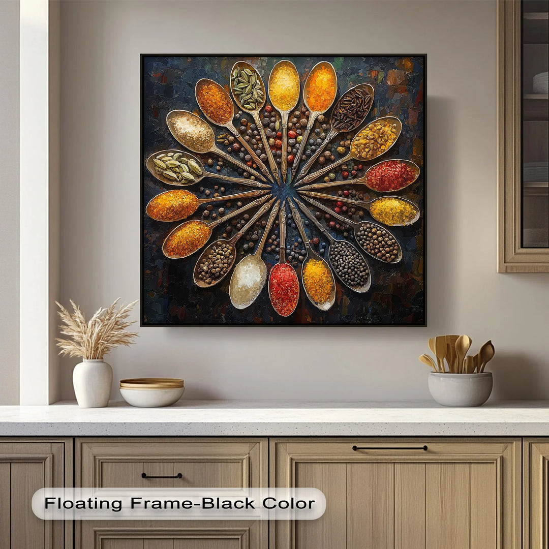 Spice Spoon Mandala – Vibrant Culinary Kitchen Canvas Prints - MyPhotoStation