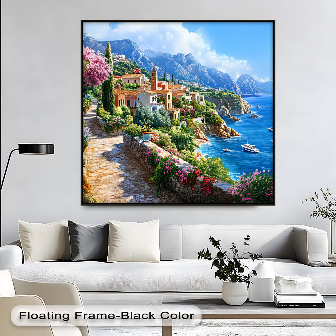 Mediterranean Pathway – Coastal Village Canvas Wall Art