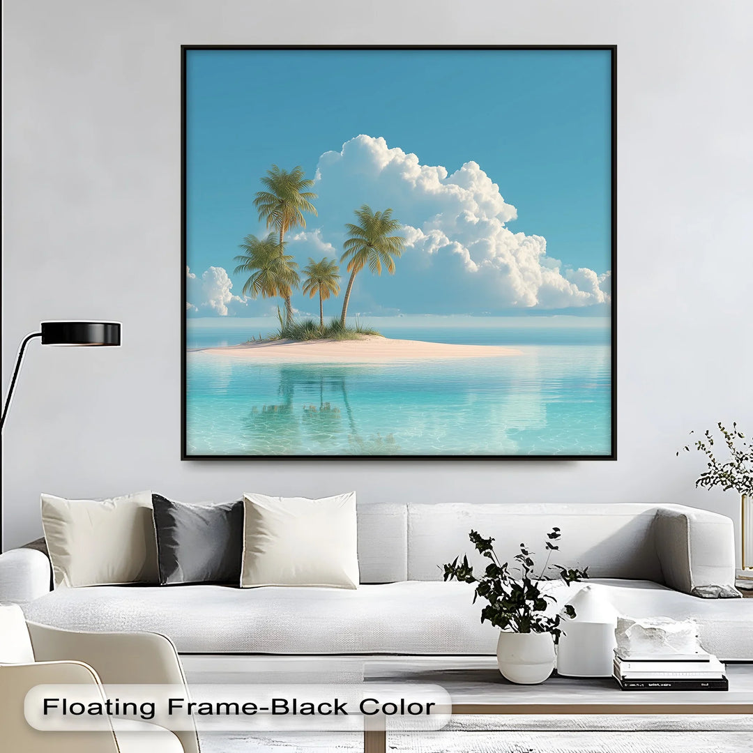 Tropical Island Paradise – Minimalist Palm Beach Canvas Print - MyPhotoStation