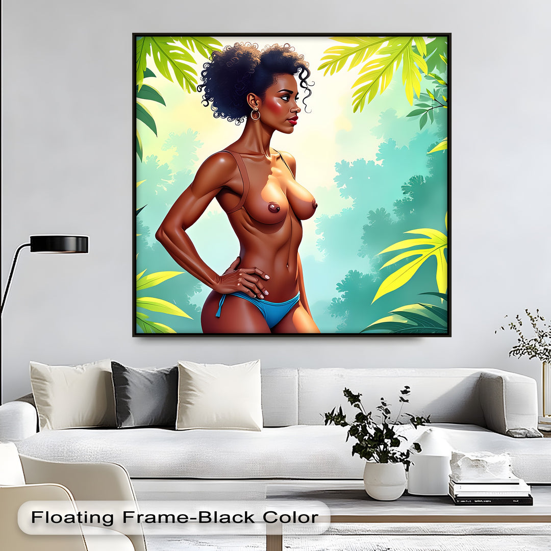 Confident Jungle Woman – Erotic Canvas Wall Art | Oversized Wall Art