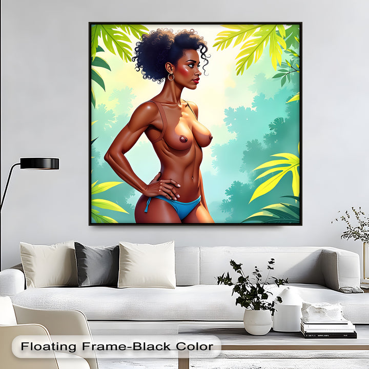 Confident Jungle Woman – Erotic Canvas Wall Art | Oversized Wall Art