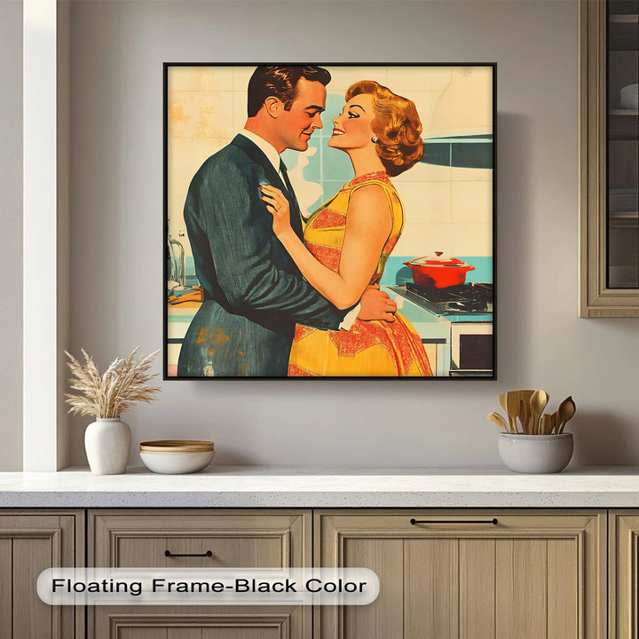 Retro Couple in the Kitchen – Romantic Vintage-Style Kitchen Canvas Prints - MyPhotoStation