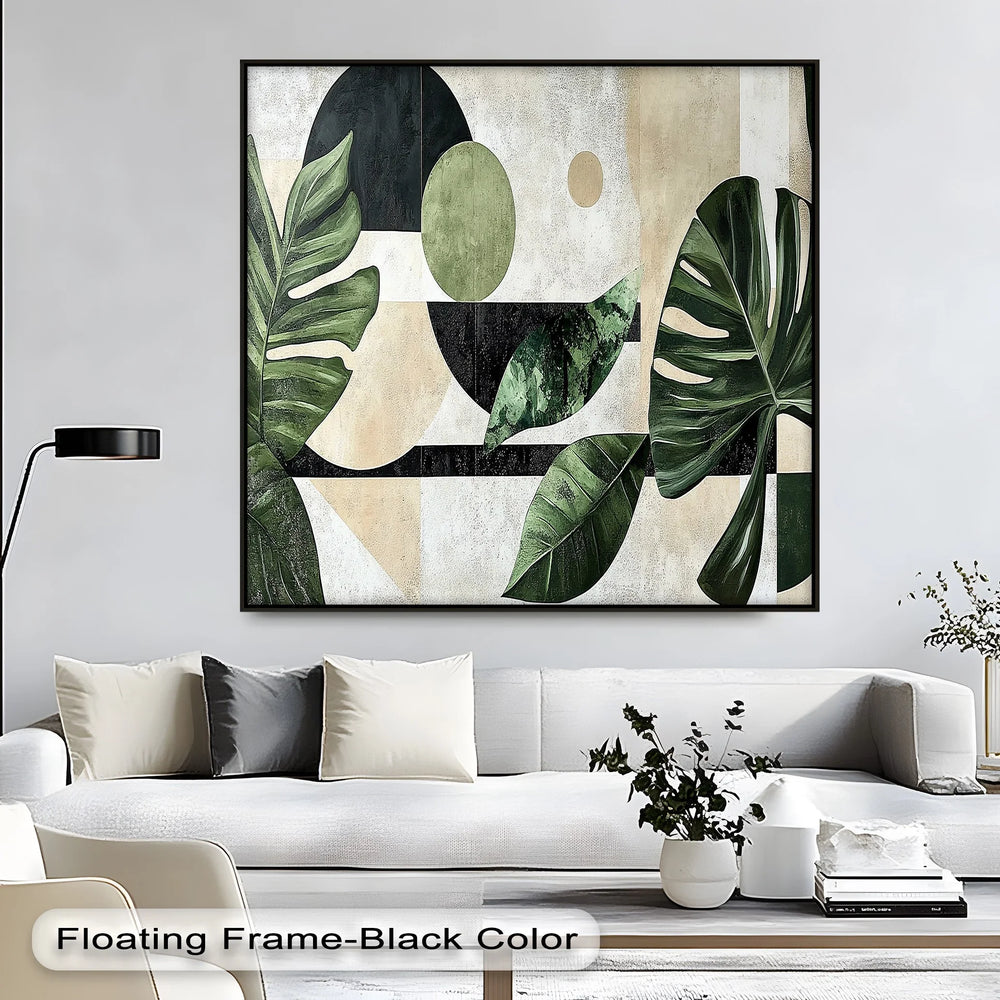 Tropical Geometry – Modern Monstera Leaf Canvas Print - MyPhotoStation