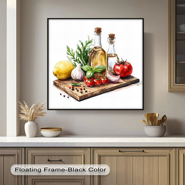 Fresh Mediterranean Ingredients – Rustic Kitchen Canvas Print - MyPhotoStation