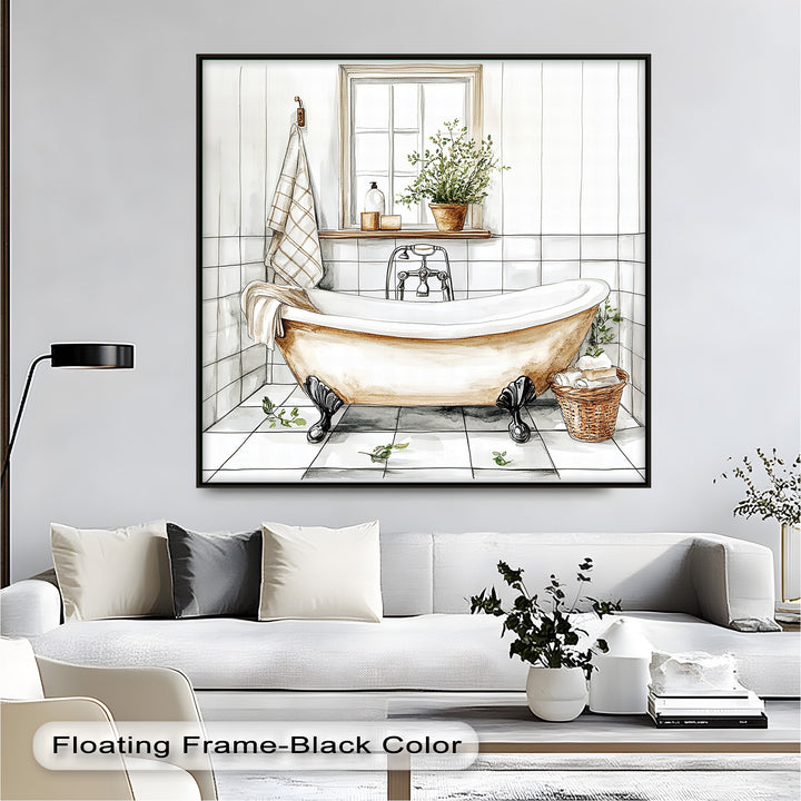 This high-resolution bathroom canvas print captures the beauty of classic design and clean simplicity—ideal for modern farmhouse homes and elegant powder rooms.

