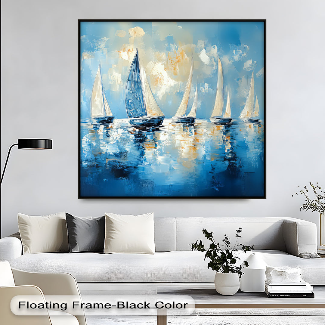 Sailing into Light – Abstract Ocean Regatta Canvas Print