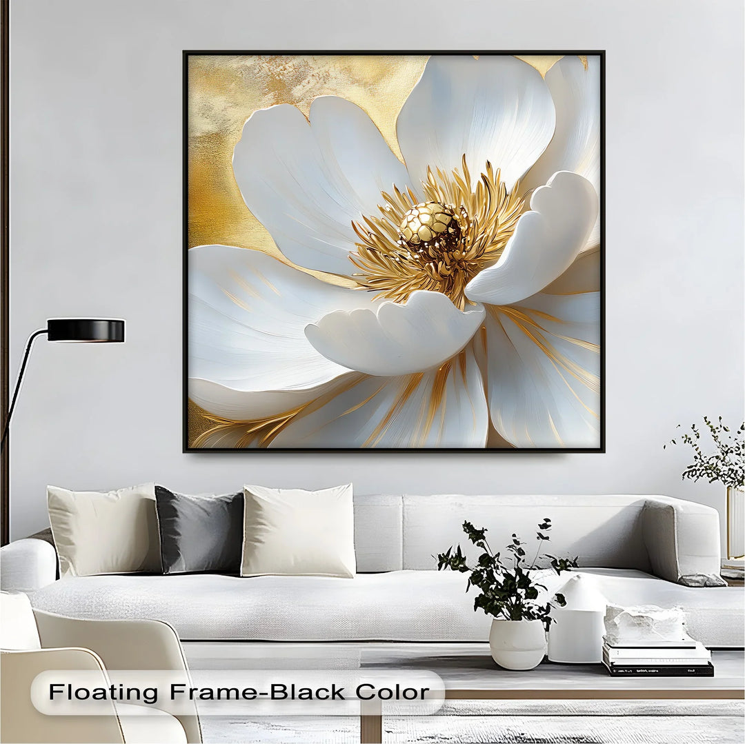 Golden Bloom – White Petal Canvas Print - MyPhotoStation
