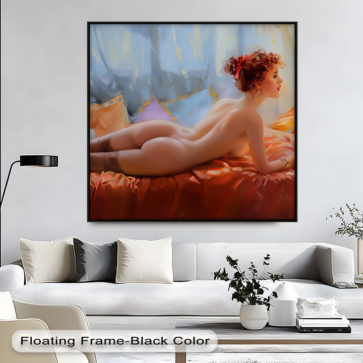 Scarlet Reverie – Nude Woman Canvas Wall Art | Framed Canvas Art