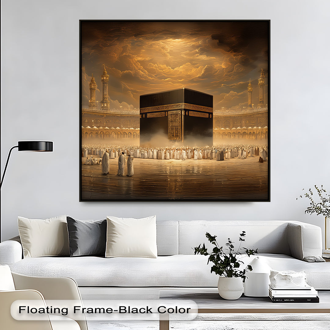 Divine Light Over the Kaaba – Islamic Holy Site Canvas Print