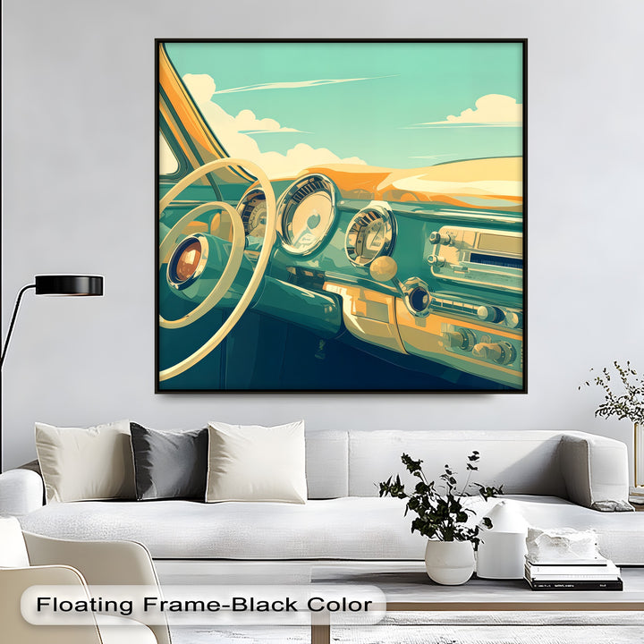 Cruise Control – Retro Car Dashboard Canvas Print