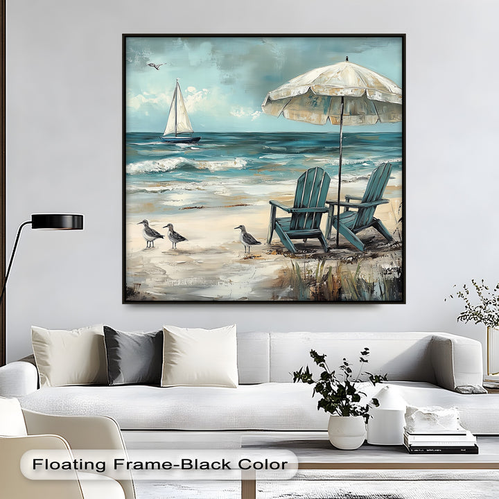Create your escape with this beach view canvas art, offered as custom canvas prints.

