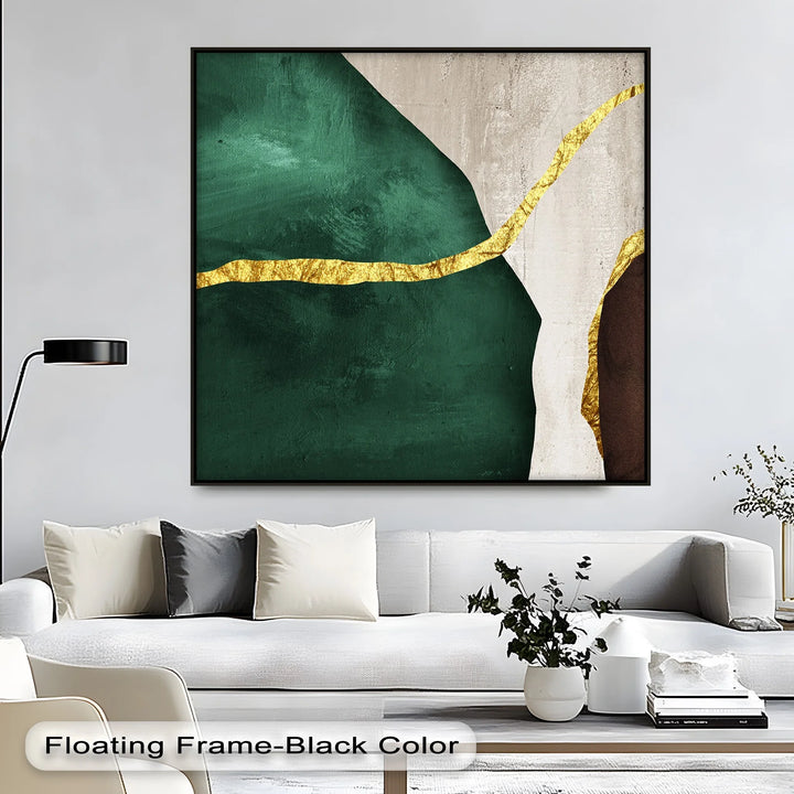 Emerald Divide – Abstract Green and Gold Canvas Print - MyPhotoStation
