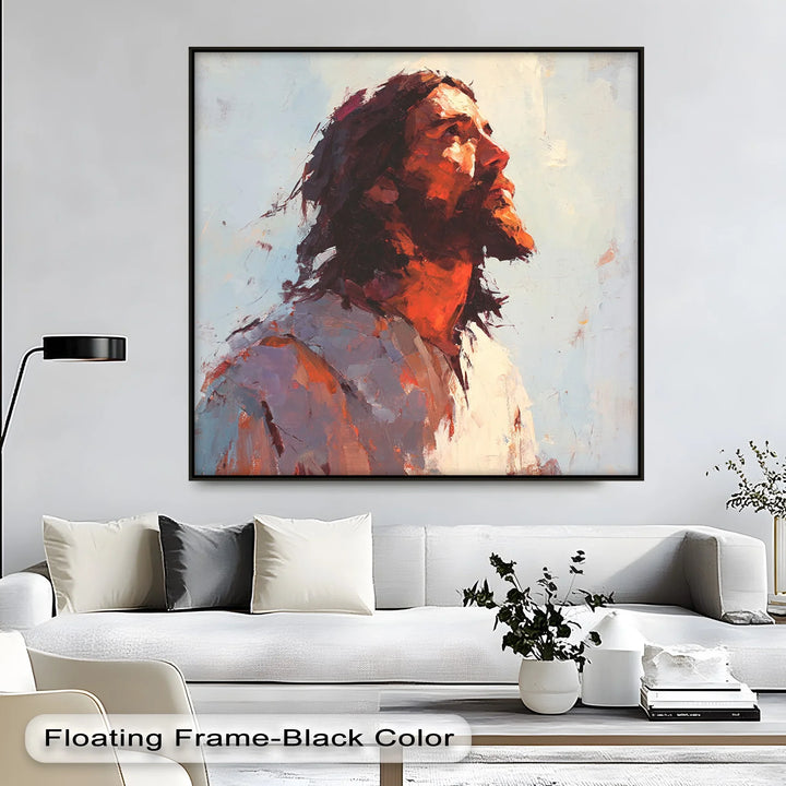 Contemporary depiction of Jesus with textured brushstrokes – wall decor


