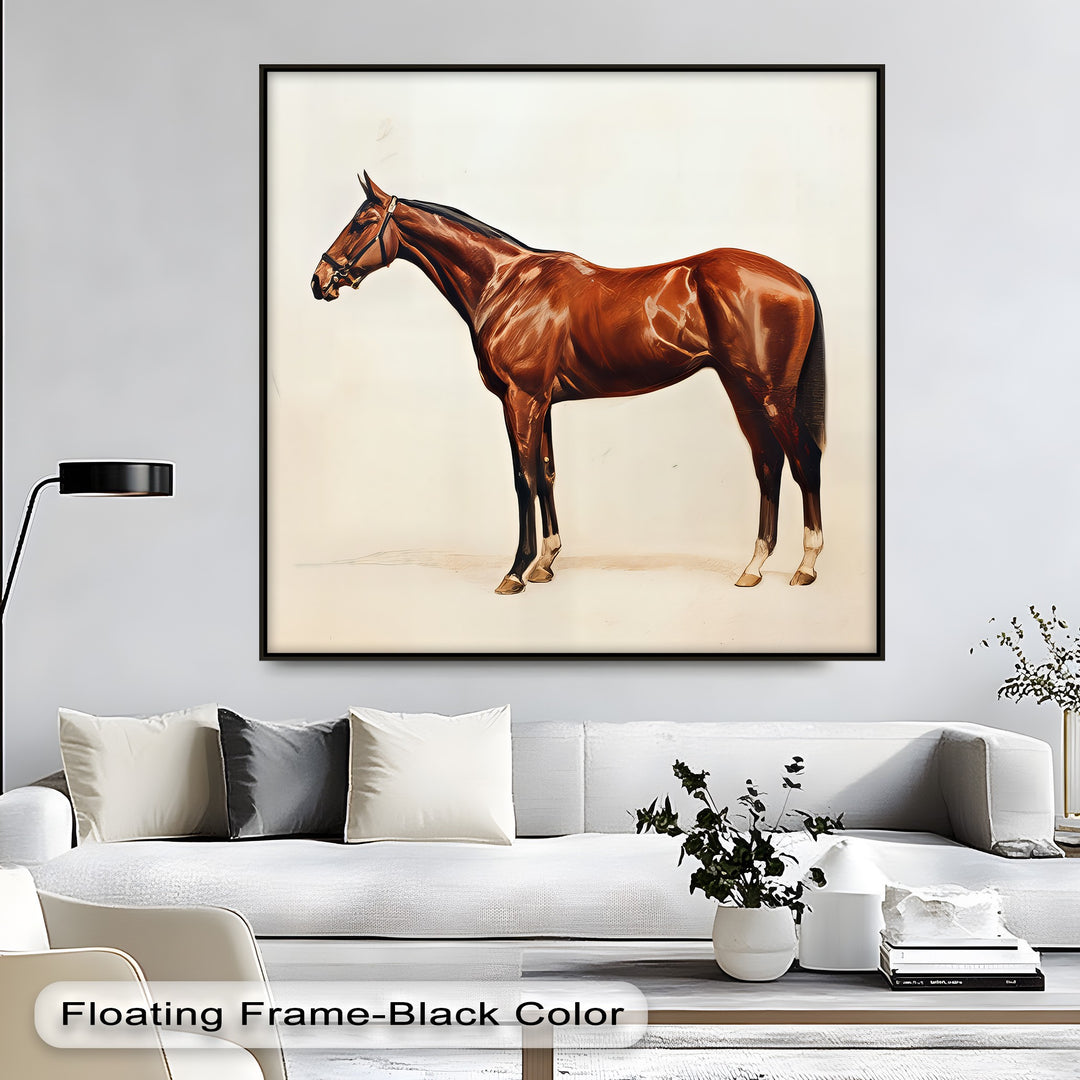 Chestnut Horse Portrait on Minimalist - Horse Canvas Print