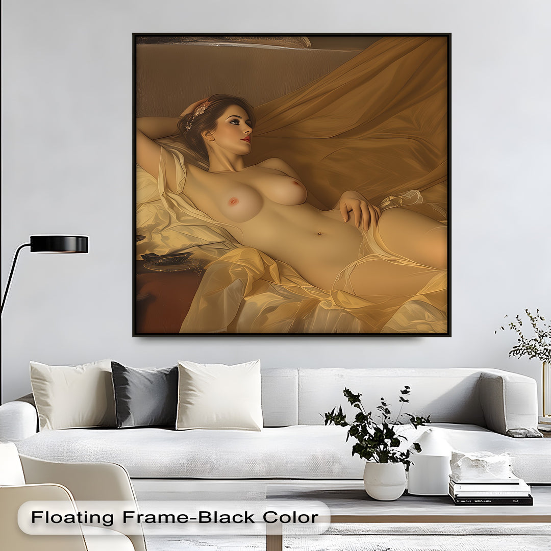 Golden Reverie – Nude Woman Canvas Wall Art | Sexy Canvas Print