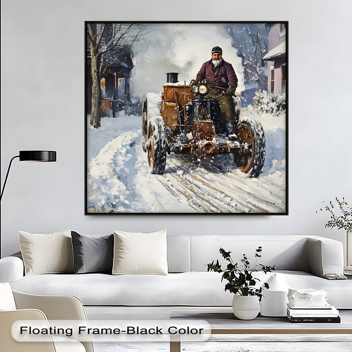 Snowbound Journey – Car Canvas Print