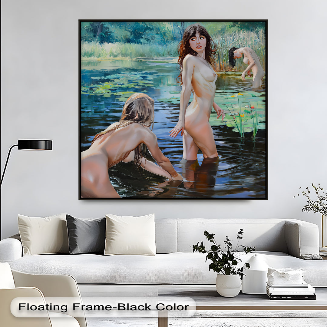 Water Lilies and Whispers – Nude Erotic Canvas Wall Art | Sexy Art