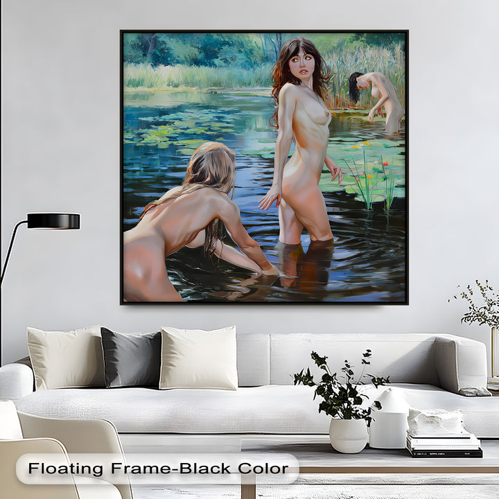 Water Lilies and Whispers – Nude Erotic Canvas Wall Art | Sexy Art