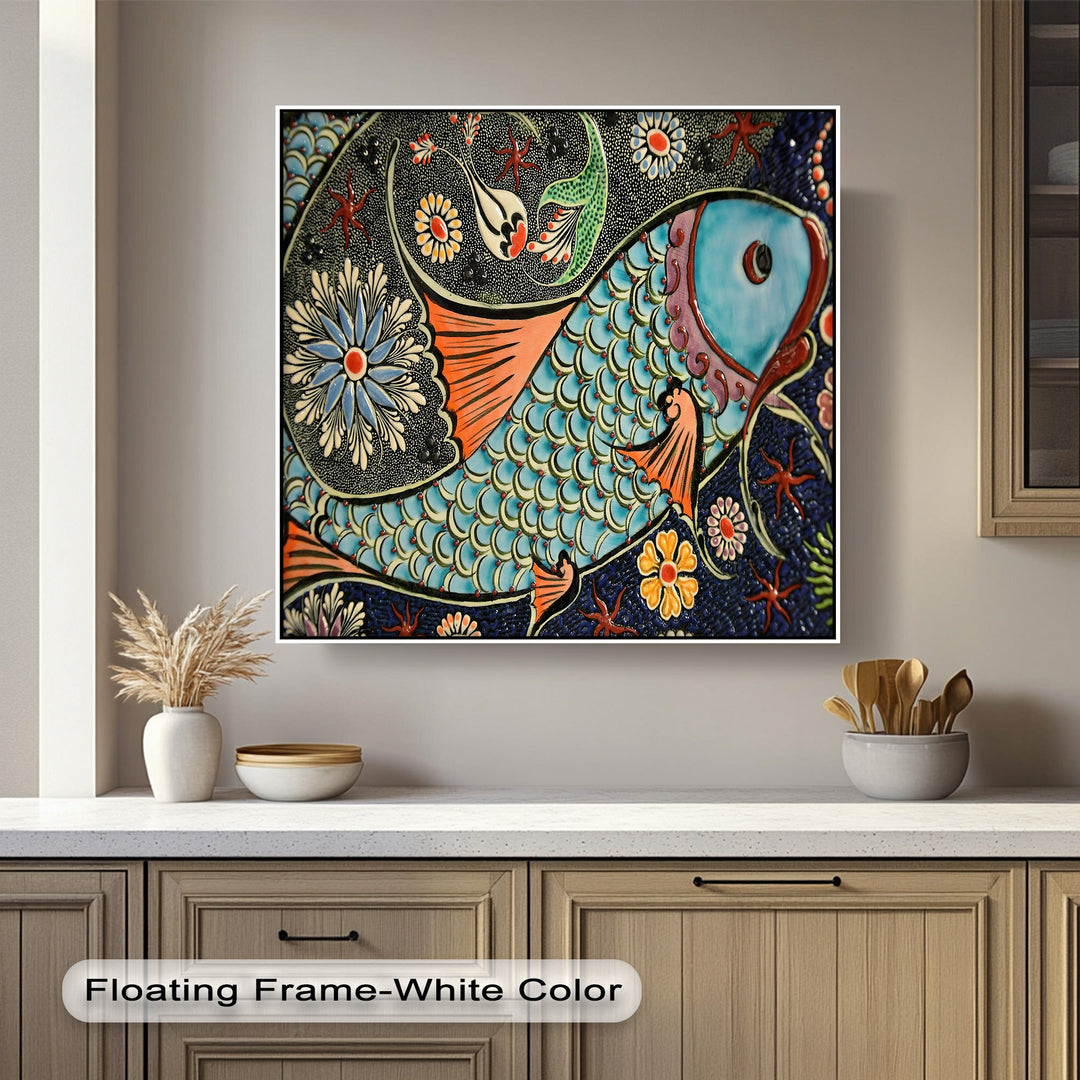 Decorative Fish Canvas Print – Colorful Ocean Mosaic Wall Art