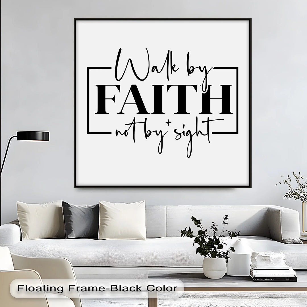 Monochrome faith-based print with stylish lettering

