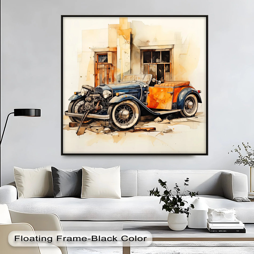 Two-Tone Classic Convertible by Weathered Wall – Car Canvas Print