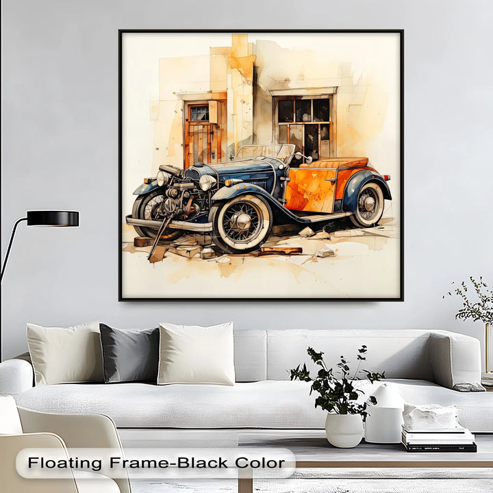 Two-Tone Classic Convertible by Weathered Wall – Car Canvas Print