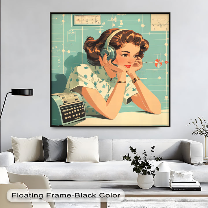 Atomic Signals – Retro Science Woman Canvas Print