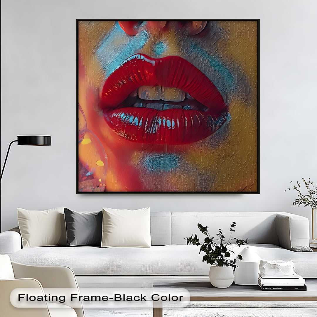 Crimson Heat – Erotic Red Lips Canvas Wall Art | Large Wall Art