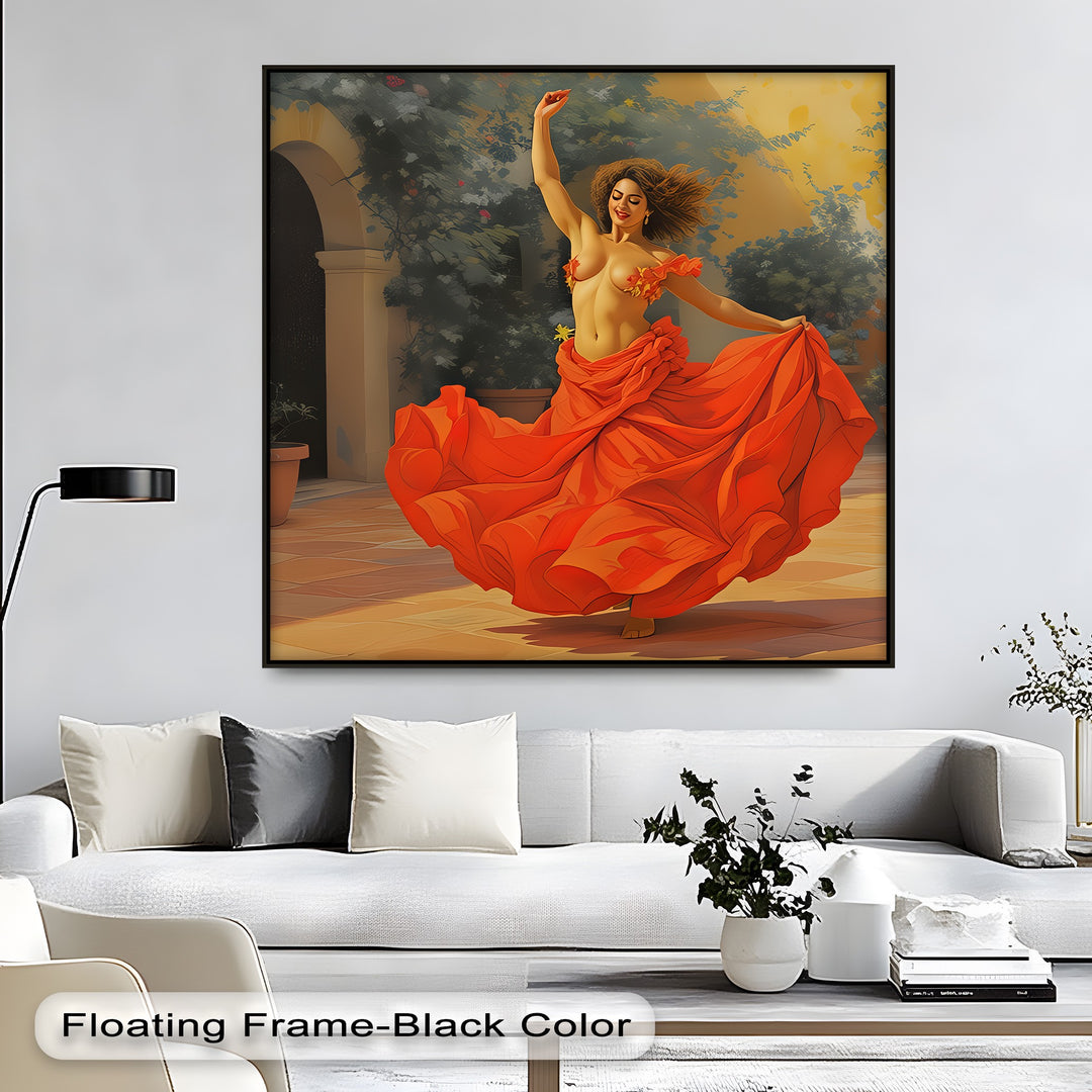 Dancing Woman in Red Skirt – Erotic Canvas Wall Art | Abstract Art