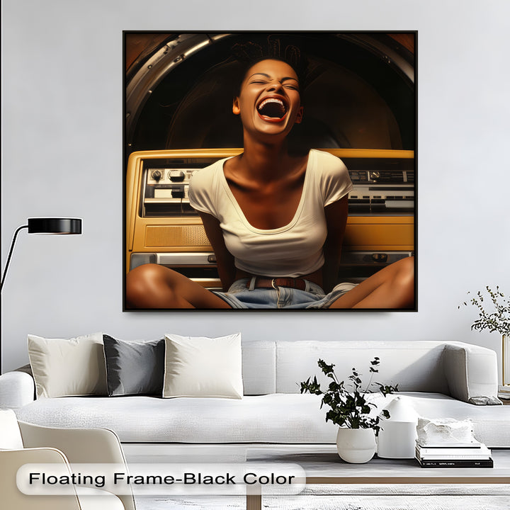 Stereo Laugh – Retro Jukebox Joy Canvas Print