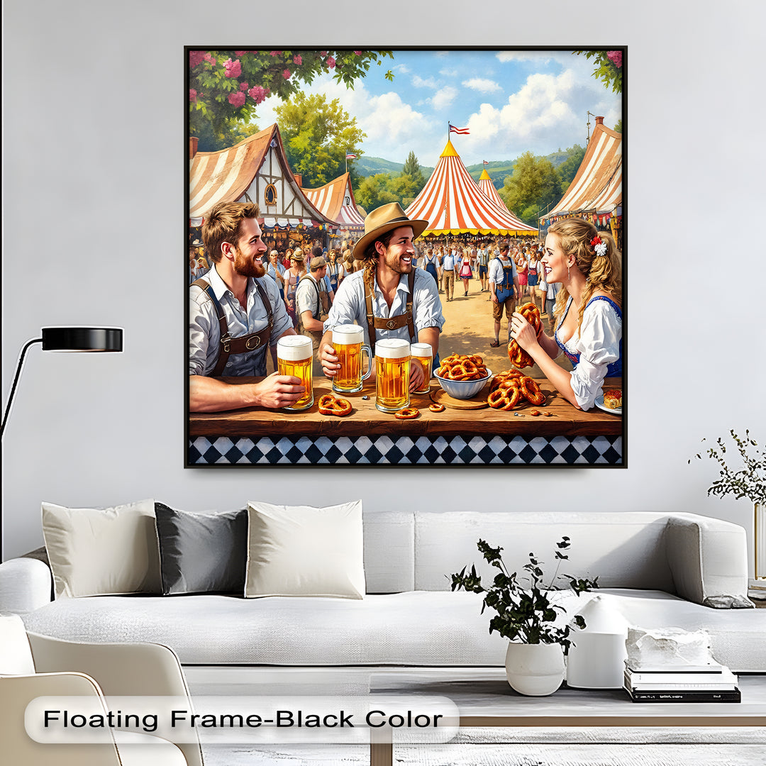 Oktoberfest Friends – Bavarian Beer & Pretzel Canvas Wall Art | Canvas Art
