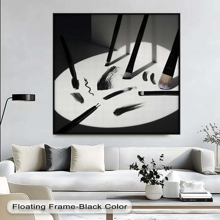Art in Process – stylish monochrome paintbrush canvas decor.

