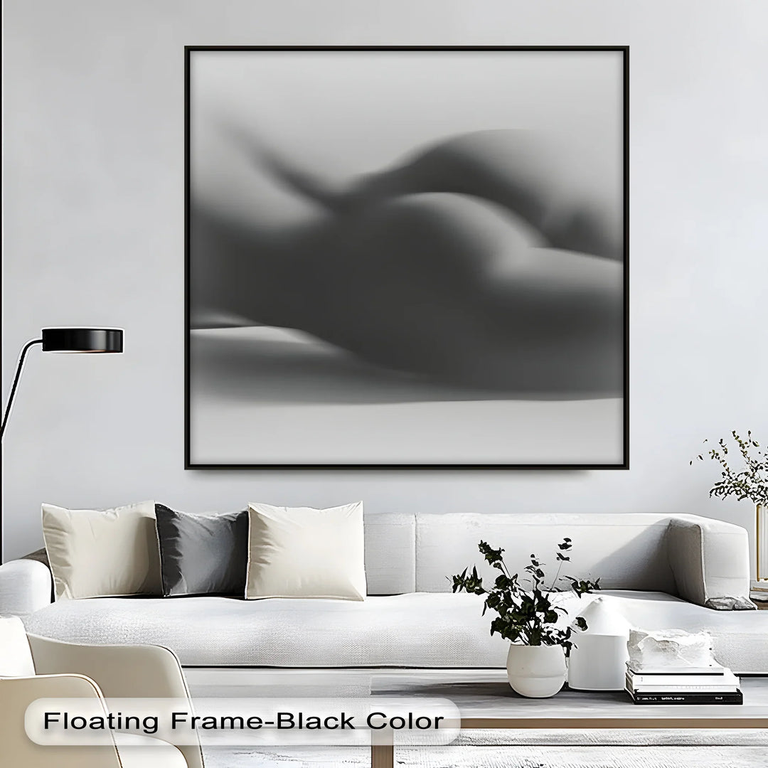 Veiled Form – Abstract Nude Silhouette in Monochrome Canvas Print - MyPhotoStation