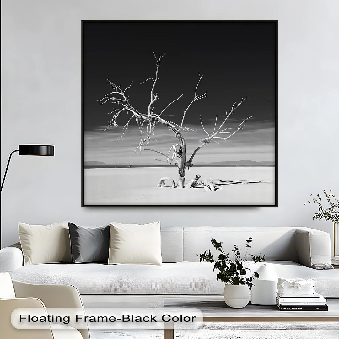 Solitary Resilience – Black and White Desert Tree Canvas Print - MyPhotoStation