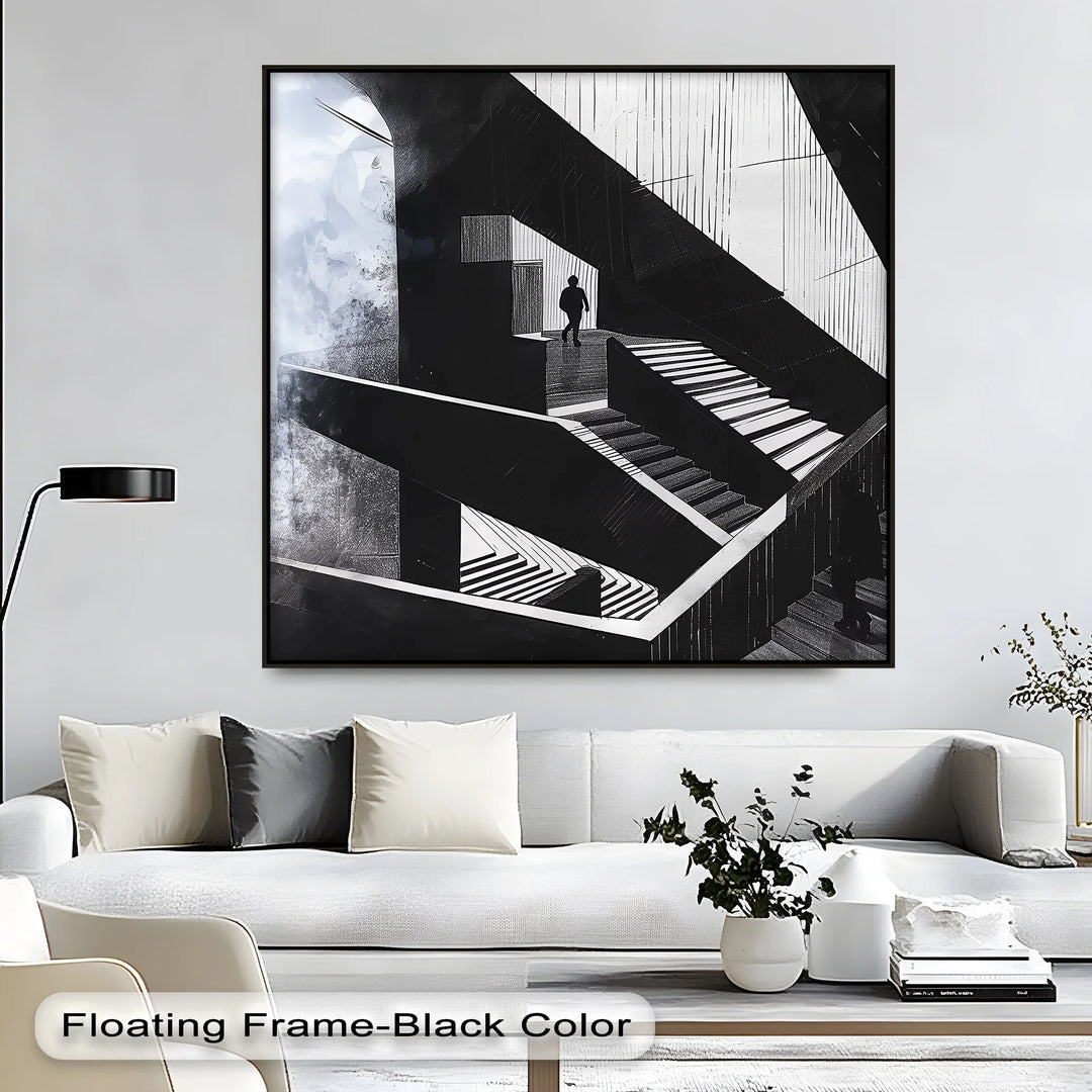 Labyrinth of Silence – Abstract Staircase Canvas Wall Art - MyPhotoStation