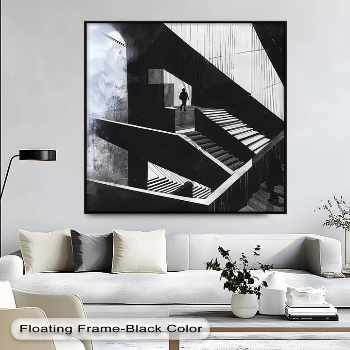 Labyrinth of Silence – Abstract Staircase Canvas Wall Art - MyPhotoStation