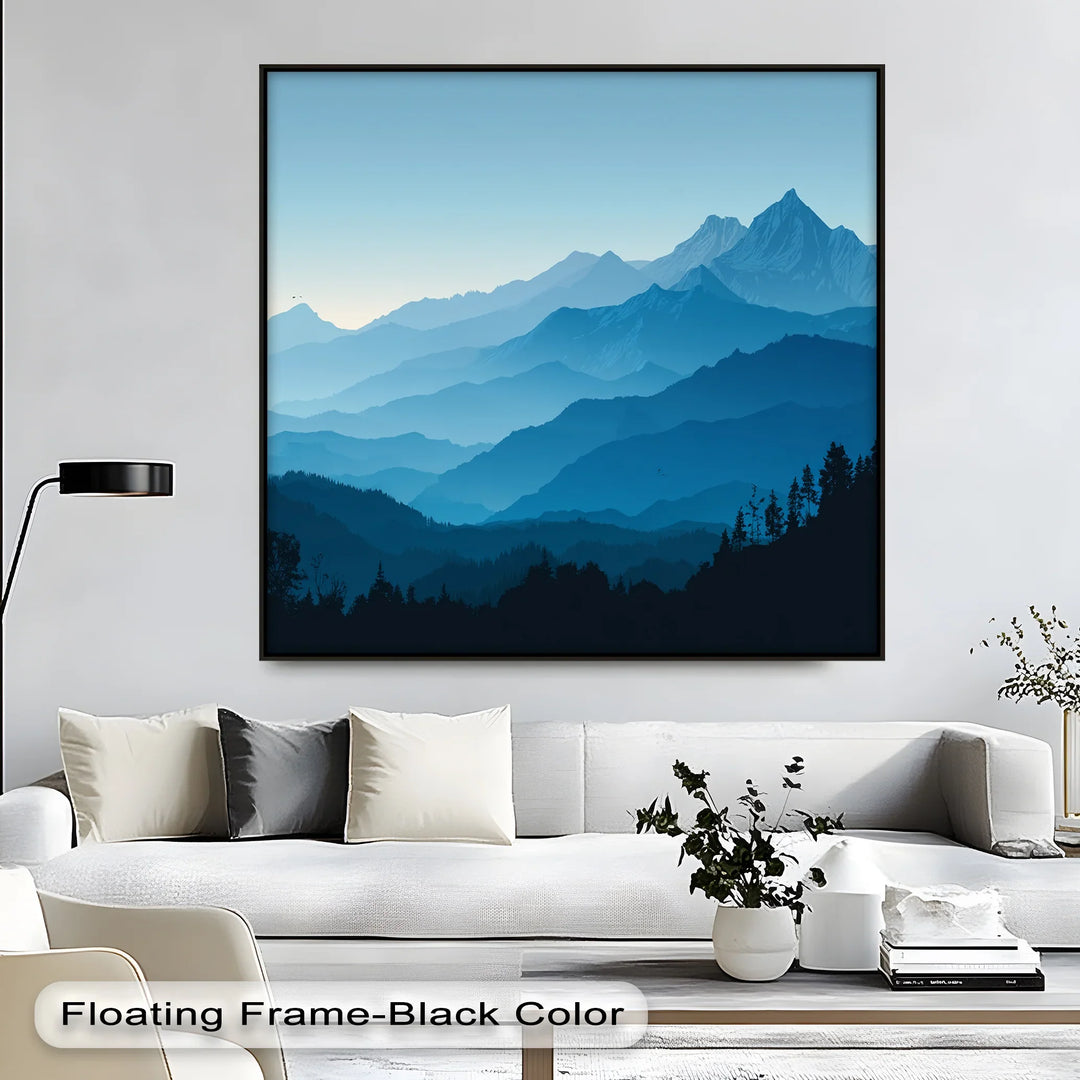 Tranquil Blue Horizons – Layered Mountain Landscape Canvas Print - MyPhotoStation