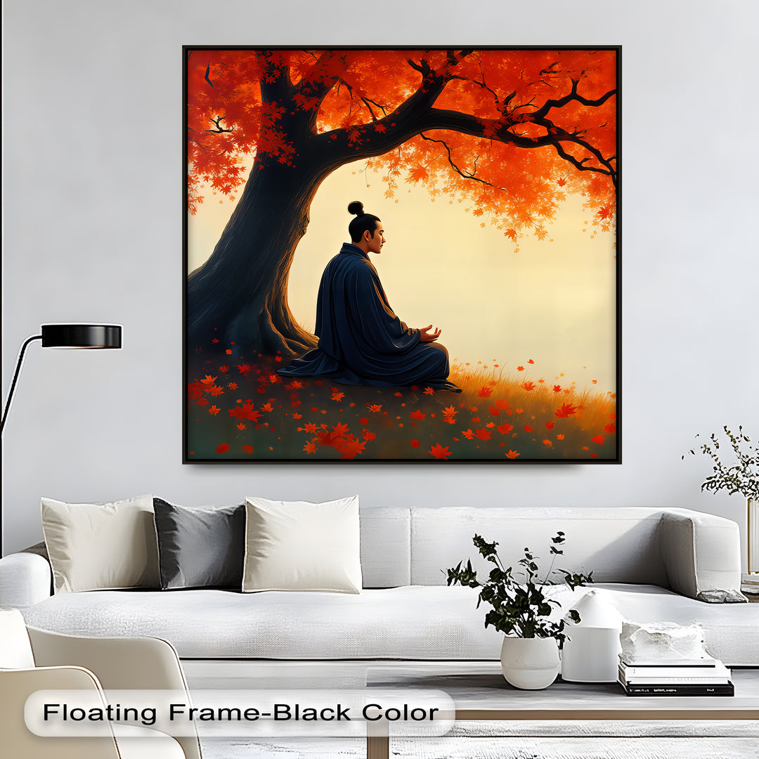 Samurai Meditation Under Maple Tree - Canvas Wall Art | Canvas Prints