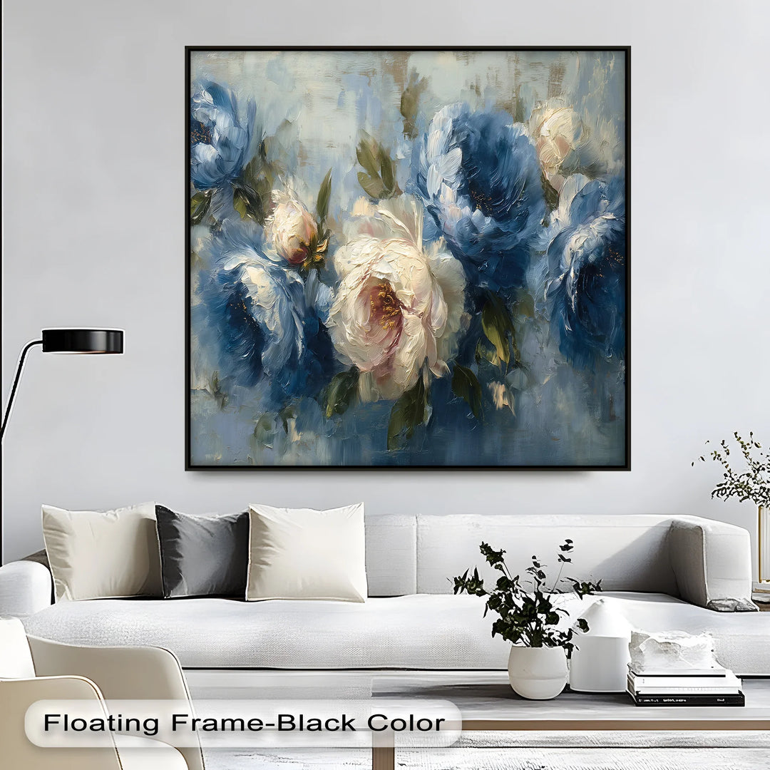 Romantic Blue Peonies – Vintage Floral Canvas Print - MyPhotoStation