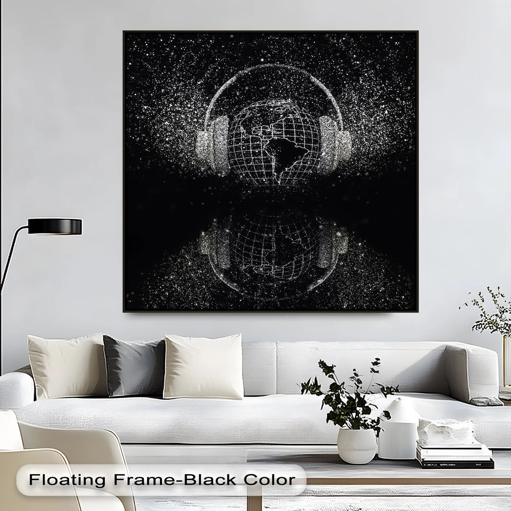 Planet of Sound – modern audio-themed abstract canvas print.


