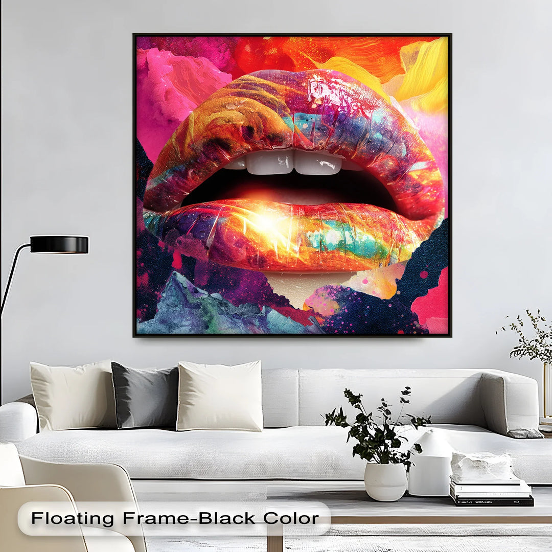 Color Pop Seduction – Abstract Lips in Vivid Pop Art Canvas Print - MyPhotoStation