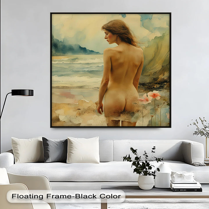 Whispers of the Shore – Dreamlike Nude by the Sea Canvas Print - MyPhotoStation
