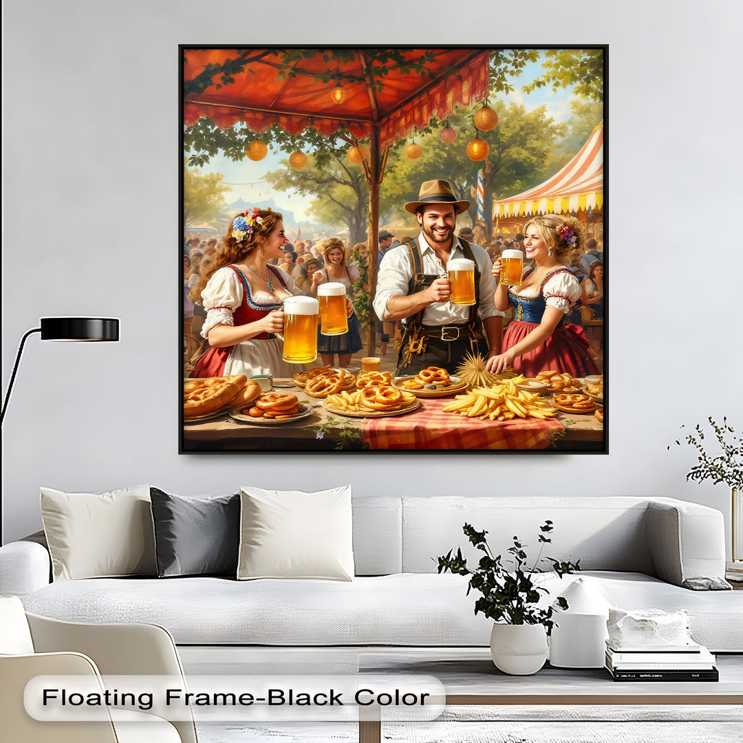 Bavarian Oktoberfest Beer Garden – German Festival Canvas Wall Art | Canvas Art