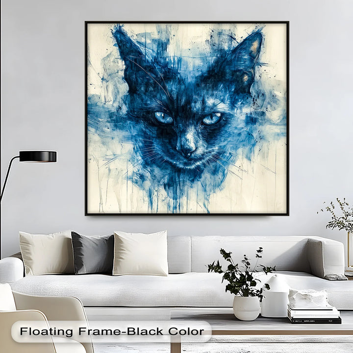 Mystic Blue Cat – Abstract Watercolor Canvas Print - MyPhotoStation