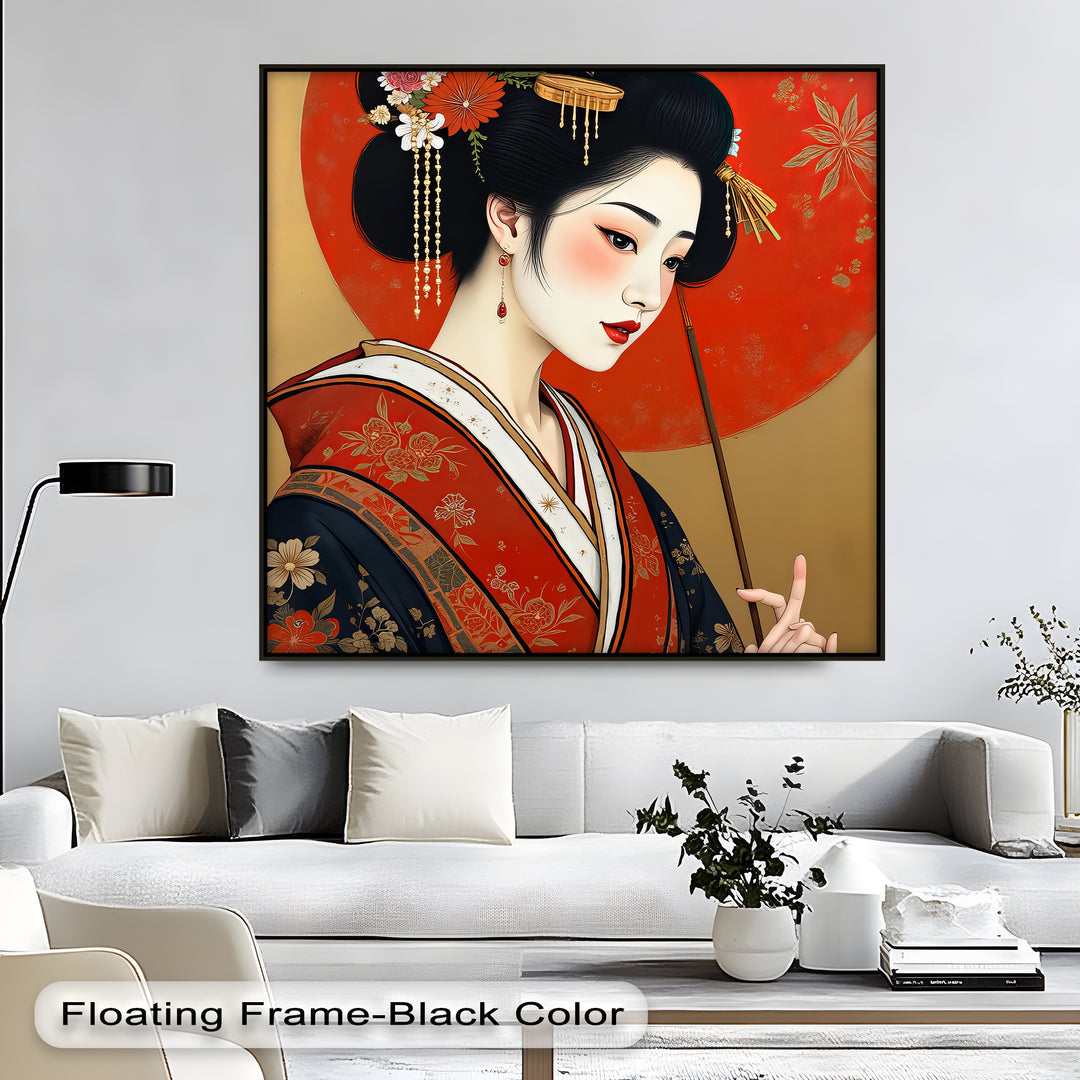 Traditional Japanese Geisha Portrait - Canvas Wall Art | Framed Artwork